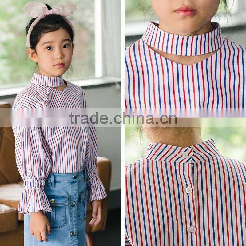 S17594A 2017 New Autumn Children's Cotton Blouses Kids Striped Tops