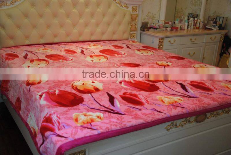 Super warm 100% polyester raschel blanket