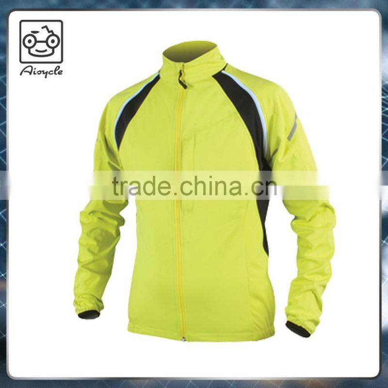 Detachable sleeves reflective trims waterproof softshell cycling jacket for man