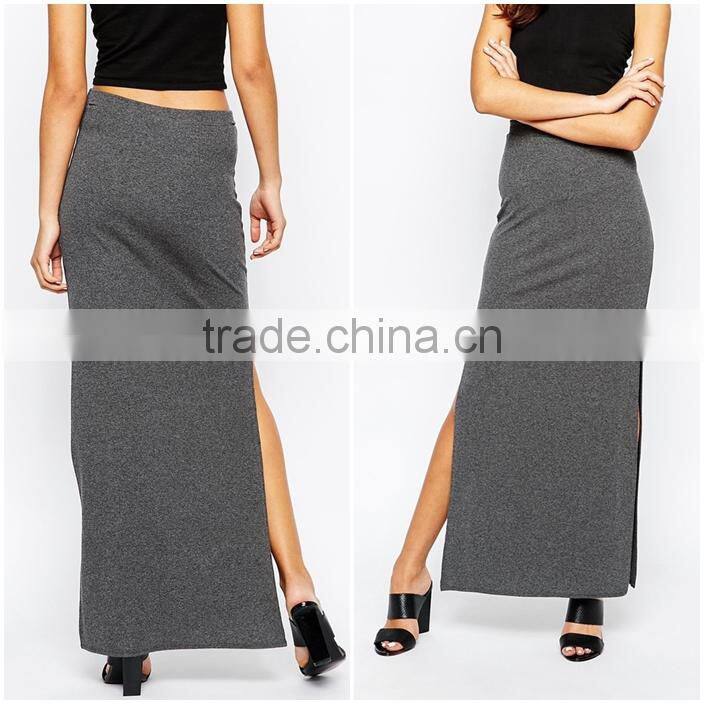 2016 Hot selling skirt manufacturer sexy split long skirt for women maxi skirt