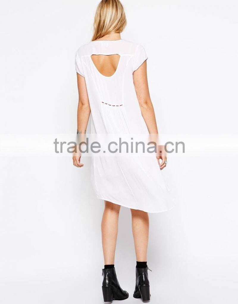 Maternity Embroidered Swing Dress With Dipped Hem China supplier