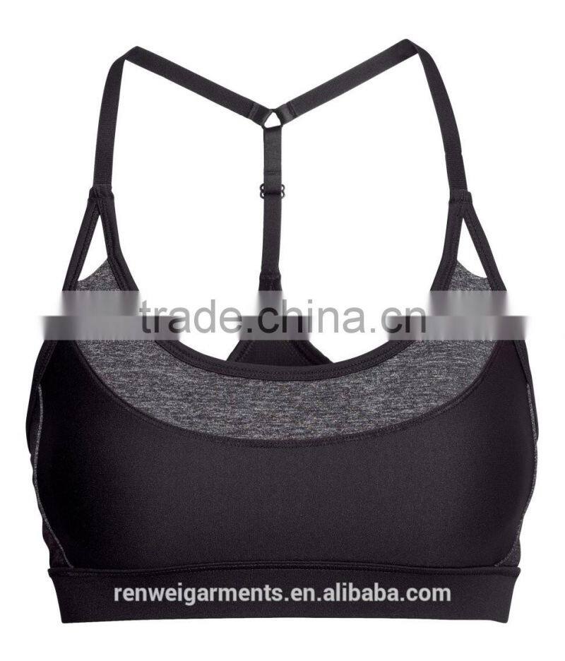 Custom breathable blank black yoga lingerie fitness sport bra woman
