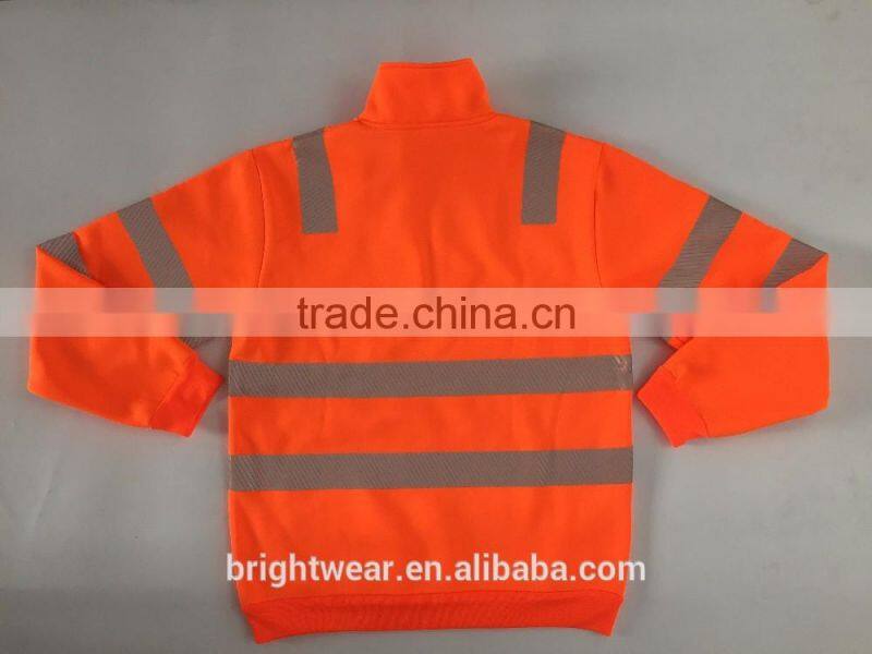 Mens orange hi vis reflective protective jacket warning fleece Chinese local tape safety sweatshirt