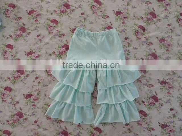 2017 Summer Lovely Baby Girls Ruffle Pants Little Cute Girls Ruffle Solid Color Cotton Capris