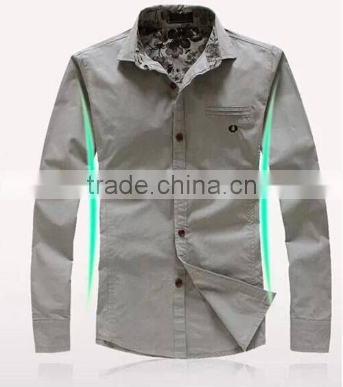 2016 men embroidered floral printed slim fit casual shirt