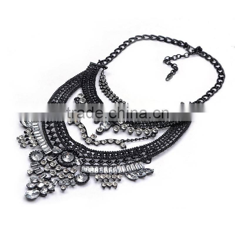 Fashion Jewelry 2016 new European and American jewelry multilayer alloy diamond necklaces pendants For Woman