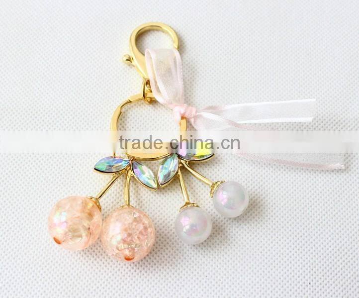 Promotional Gifts,Keychain,Key Chain,Glass Bead Cherry Carabiner Key Rings