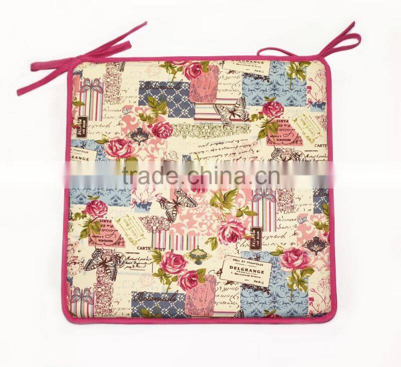 New Design Rose Red Cotten Twill Chair Seat Pad With Sponge