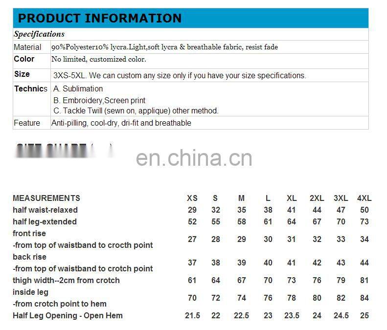 Custom sublimation spandex leggings wholesale