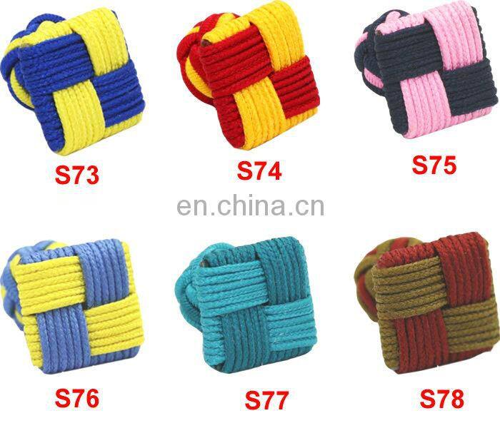 China Supplier knitting fabric cufflinks Square Silk knot Cuff link Elastic Rope Cuff