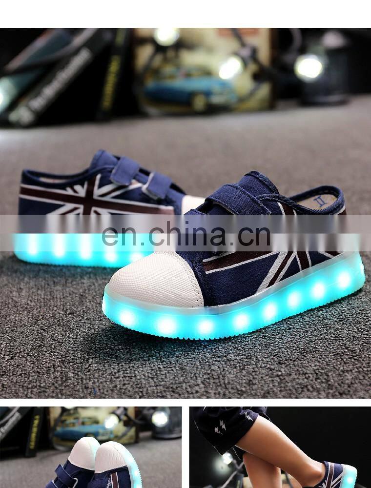 Latest design USB charge Children kids boys and girls light up canvas shoes LED shoes