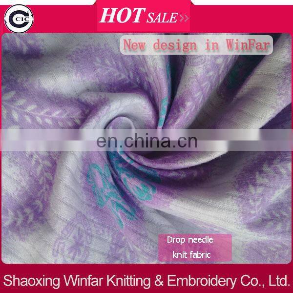 shaoxing winfar drop needle interlock pigment print polyester cotton knitting fabric