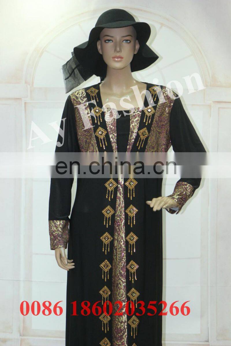 New style fashionable front open abaya women Kimono with lace trim fashion design lace abaya