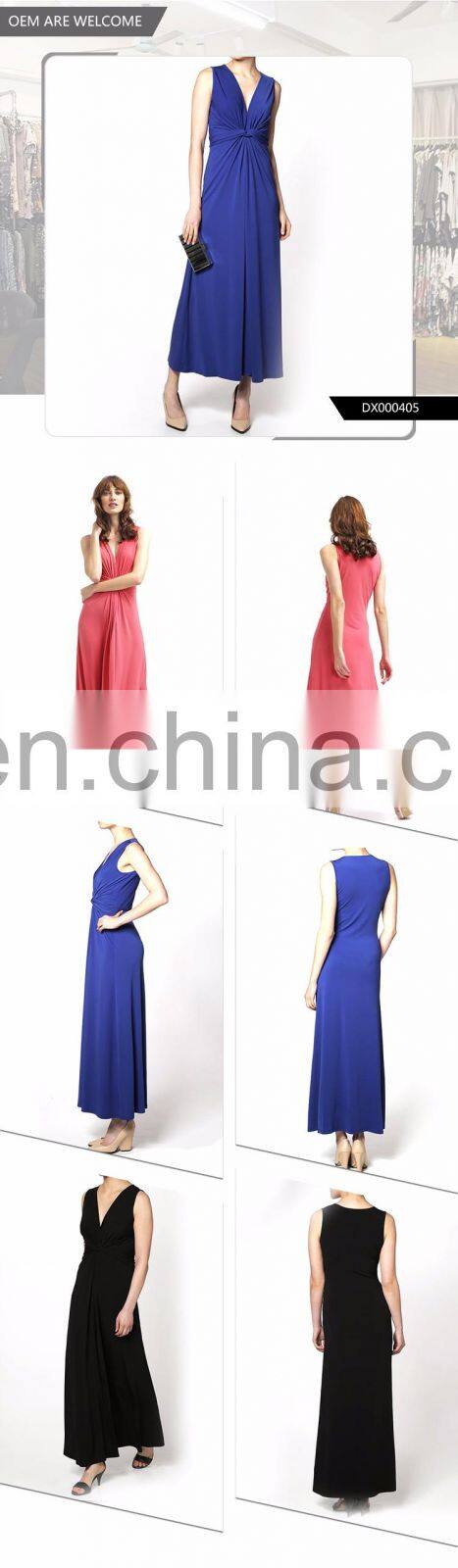 V Neck Sleeveless Elegant Apparel Woman Dress With Bowknot