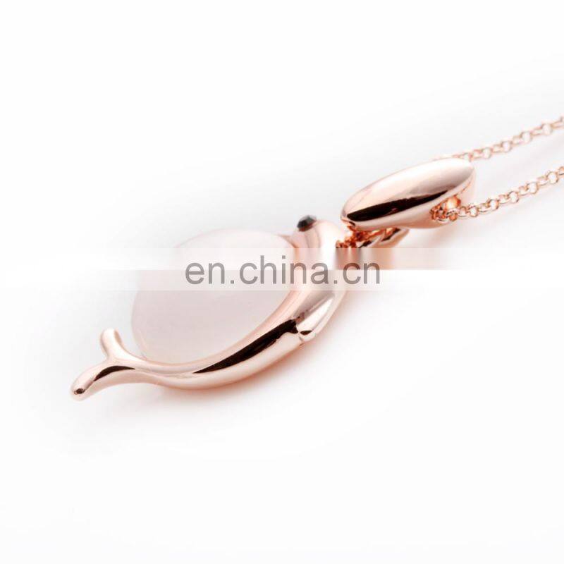 Fashionable New Cat Eye Dolphin Pendant Latest Design Simple Rose Gold Necklaces