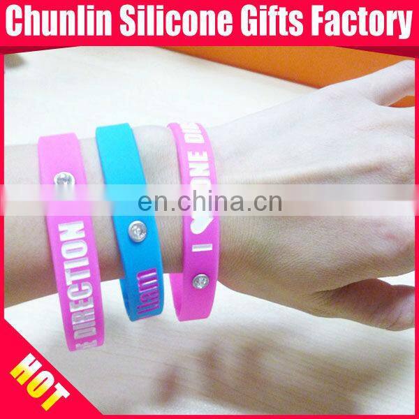 Beautiful One Direction Silicone Wristbands with Crystal
