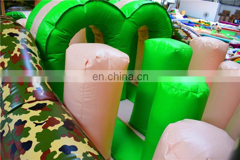 Kids outdoor camouflage boom camp inflatable bounce course for camping area
