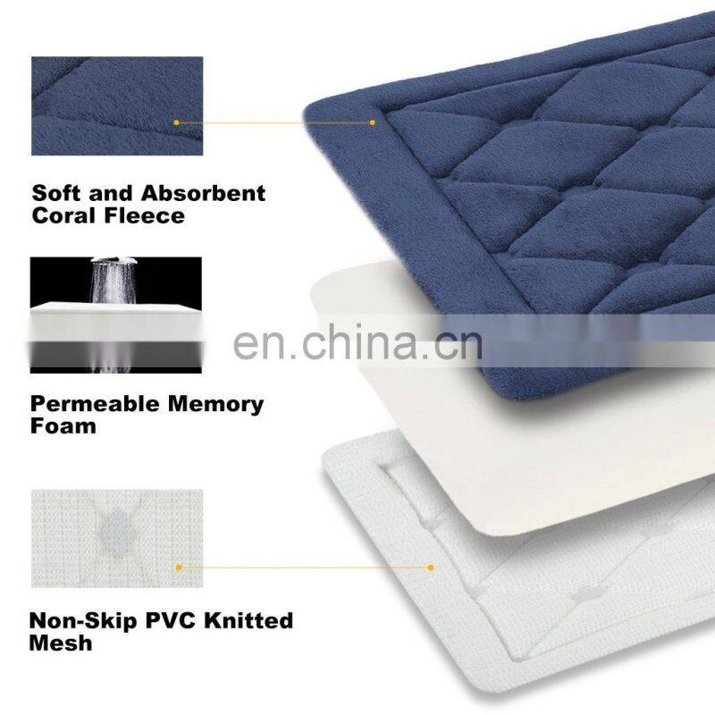 Bathroom Mats Non Slip Bath Floor Mats Water Absorbent Coral Fleece Surface Fast Dry Soft Comfortable Stylish Bathroom Rugs
