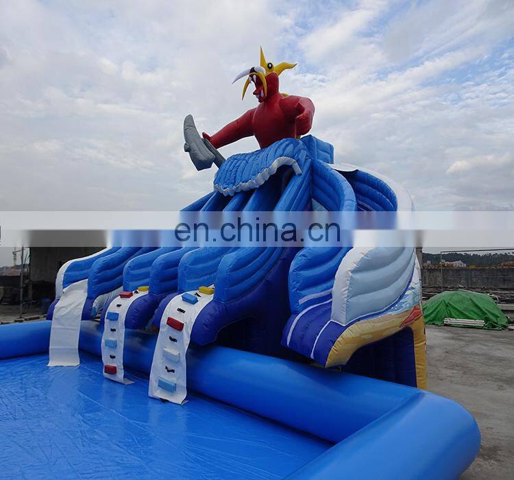Giant inflatable pool slide/tropical inflatable water slide with pool for kids and adults