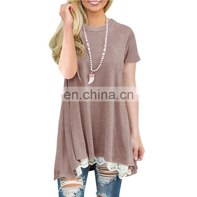 Factory Outlet 2021 Christmas Plus Size Women's Top Stitching New European and American Lace Long Sleeve Fat MM Casual Wear