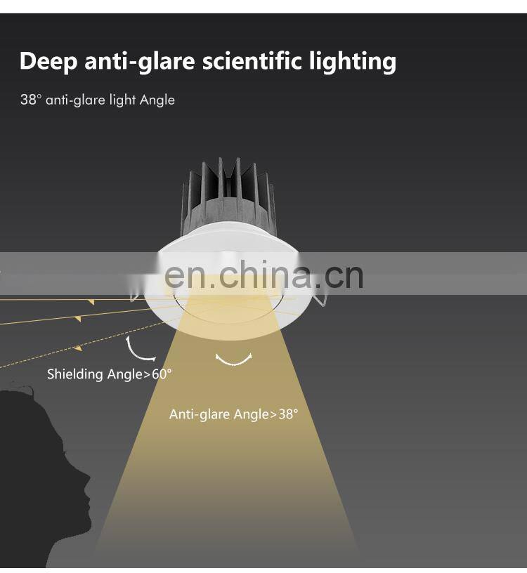 Energy Saving White Trim Recessed Spot Light Ceiling Fixture Indoor 7W COB LED Downlight