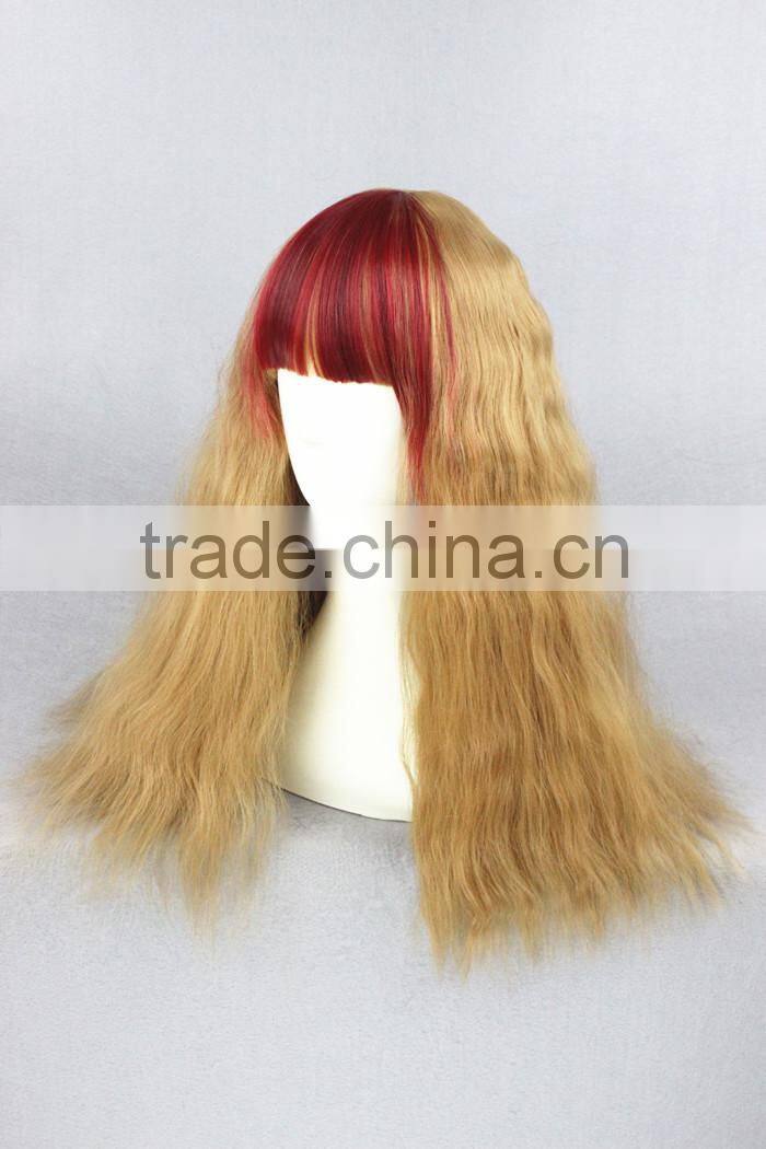 medium 50cm red gold mixed curly cosplay lolita synthetic women party wig