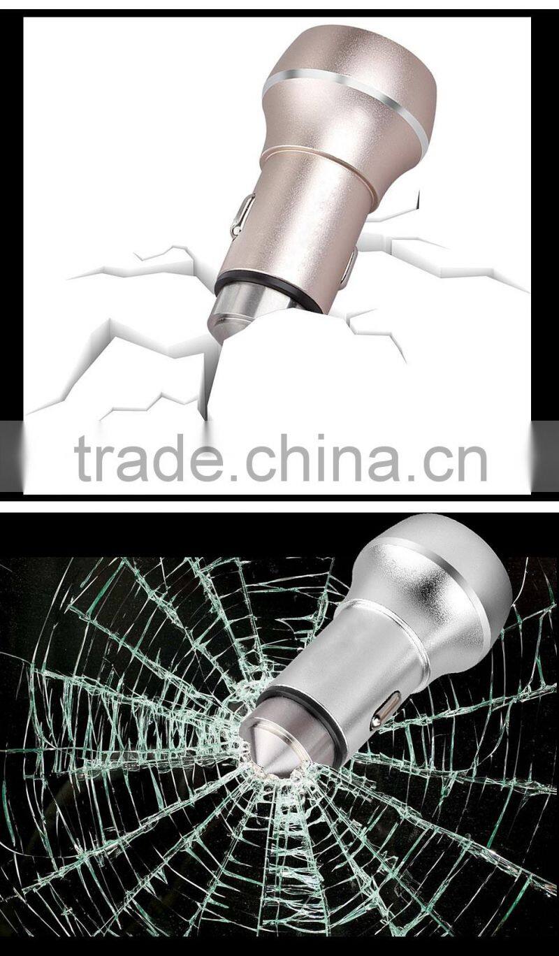 Safety hammer car charger with metal aluminum with broken window hammer