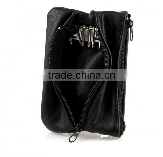 Zipper pocket with key hook cow leather key Case with Change Purse