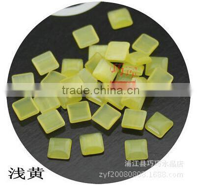 Flatback square shape material Cat's Eye Stone at Best Factory Price #mixed color wholesale 4/6/8mm