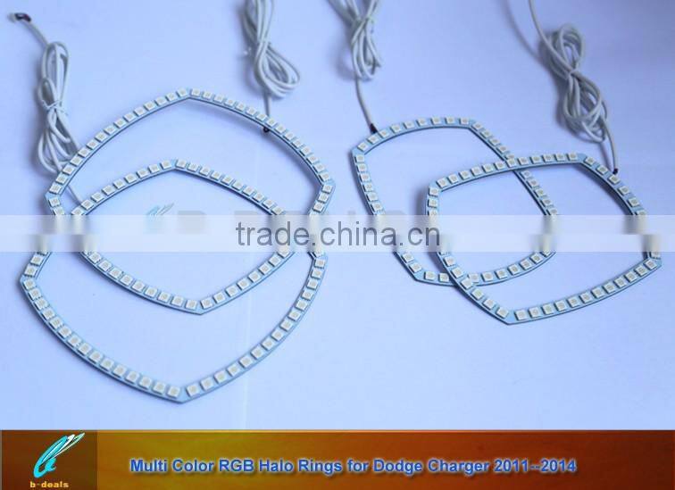 RGB Multi-Color LED Angel Eyes Halo Rings Kit For 2011-2014 Dodge Charger with Remote