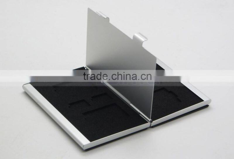 Leather Aluminum EVA Memory card Carrying Case for 4x SD Card and 4x TF Card