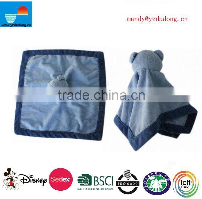 Cute plush stuffed blue bear babies' blanket toy/plush bear blankets
