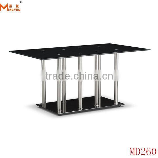 tempered glass stainless dining table and chair