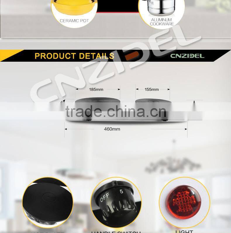 Double electric hot plate with solid cast iron heating element 2500W CNZIDEL