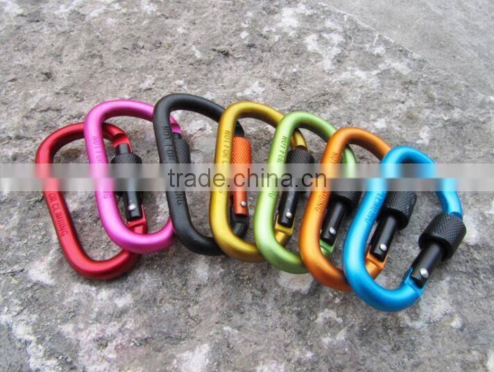 Hot Sales Fashion style Color D shaped Aluminum karabiner Snap Hook & Spring hook