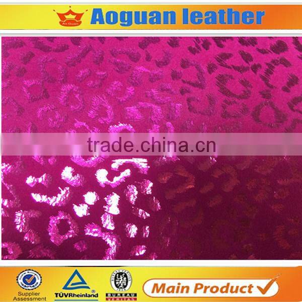 Colorful raw material fashion leopard pattern printed suede fabric for making shoes