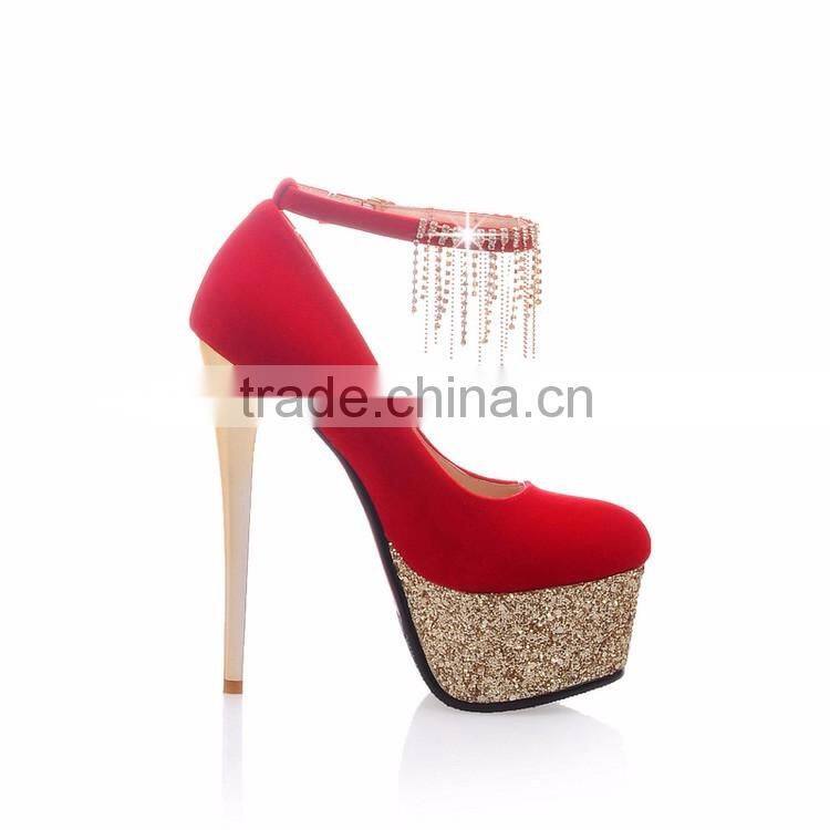 Newest suede leather high heels platform single shoe for evening dress