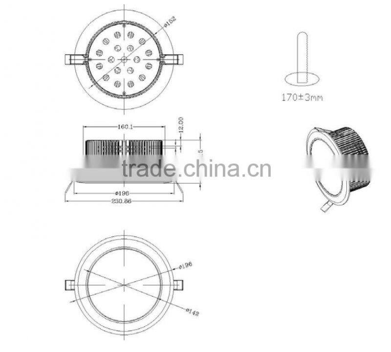 2011 New design 4" recessed led downlight 20w