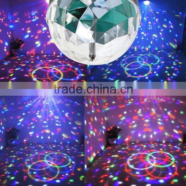 3W RGB Multi Color Auto Rotating Led Crystal Magic Disco Ball Light Bulb