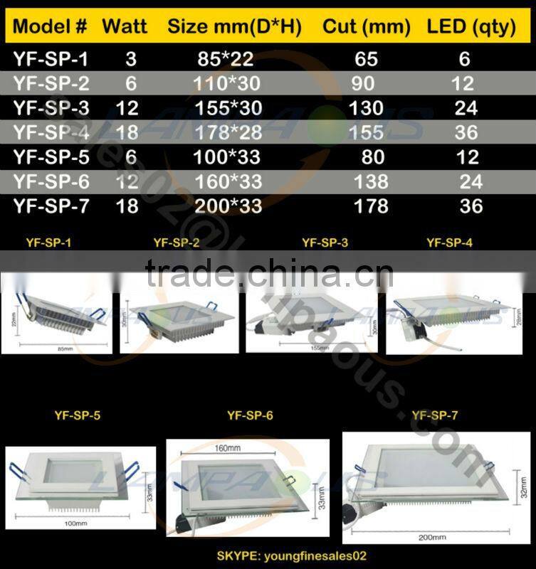 3w 6w 12w 18W LED Panel Light Ceiling Light SMD2835 Light White Round/square Recessed Down Lamp