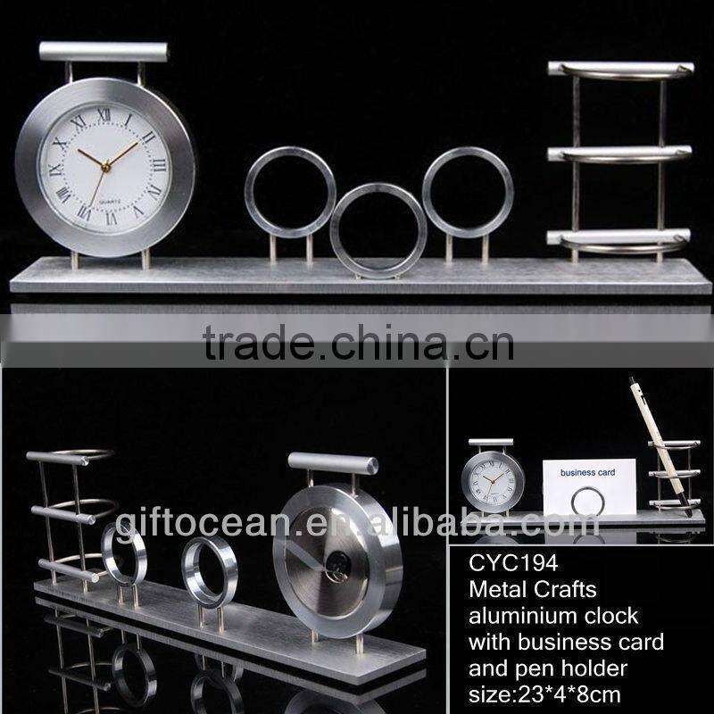aluminium metal art crafts gift table carriage clocks with penholder