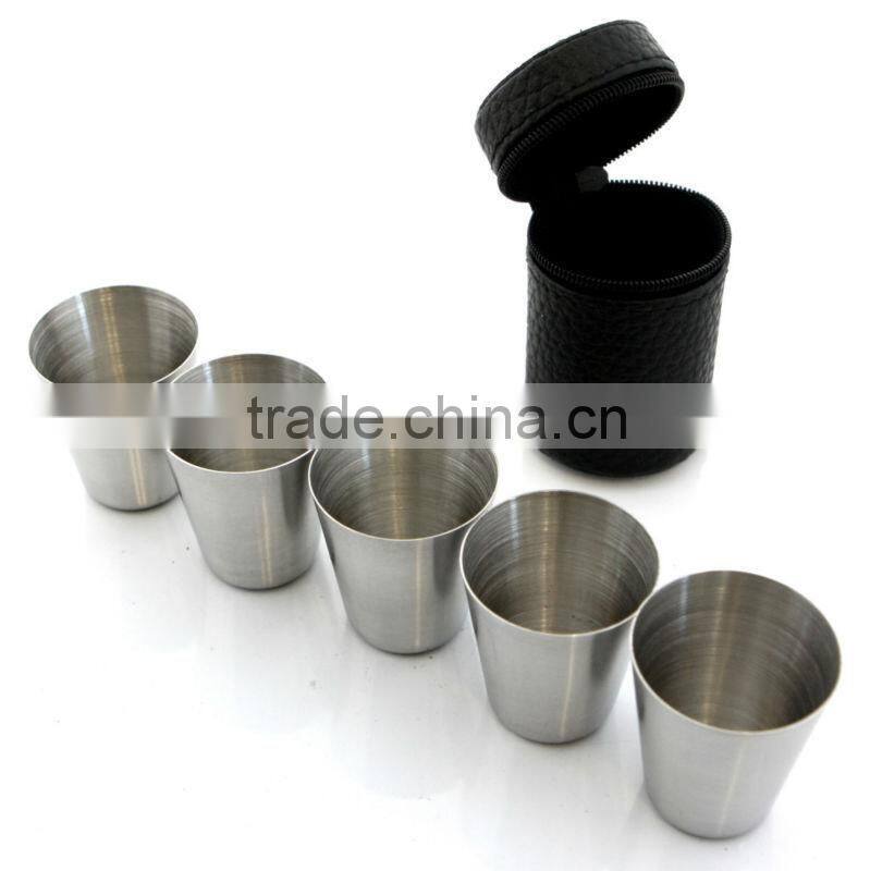 1oz stainless steel shot glass 4pcs set with laser sleeve