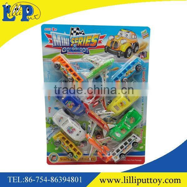 Interesting mini pull back plastic vehicle set toy