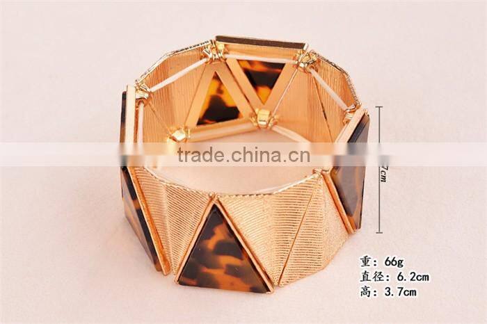 Fashion jewelry 2016 geometric zinc alloy rose gold plated leopard bangle bracelet