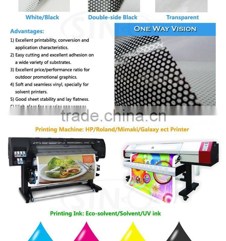 PVC Plastic Film Printing One Way Vision Glass Window Vinyl Sticker