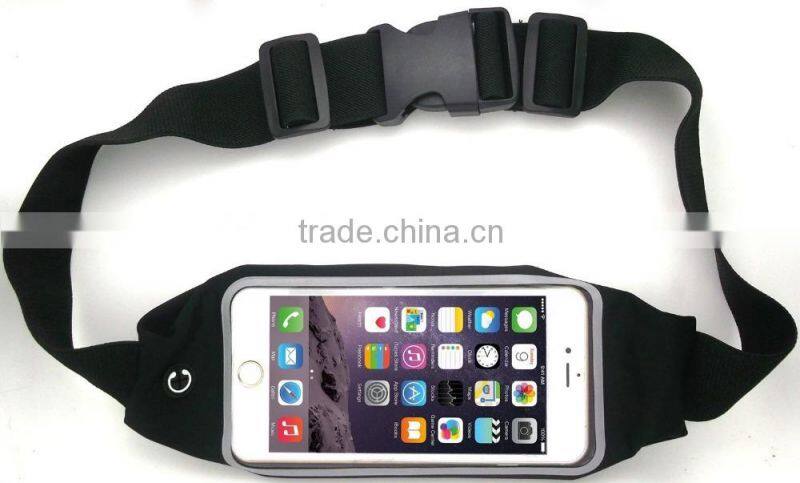 Fashion Universal Running Waist Belt for iPhone 6/6S,6/6S Plus,Galaxy S5,S6,Note 4/5 w/ OtterBox/LifeProof Cases (Black)