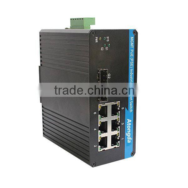 6 Port 3 Fiber to 6RJ45 Managed Industrial PoE Optical fiber Switch