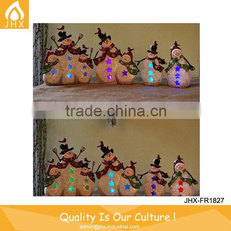 Promotional Outdoor Colorful Electrical Resin Snowman Figurines