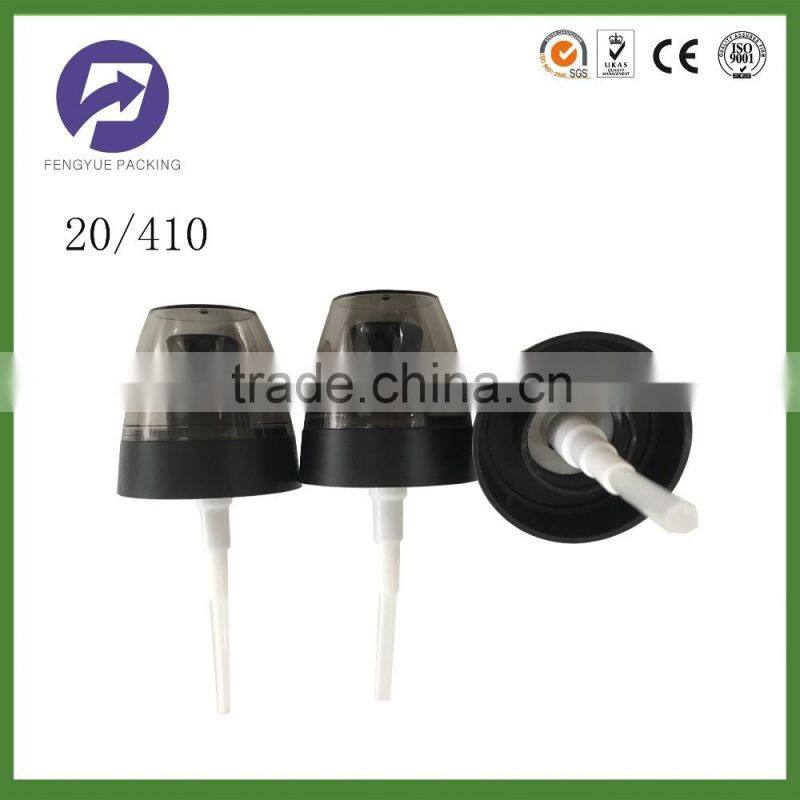 Black plastic 20/410 lotion pump with black cap