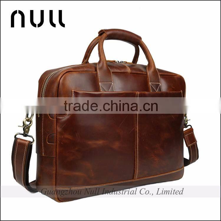 Men's Genuine Leather 15.6" Laptop Messenger Shoulder Bags Briefcase